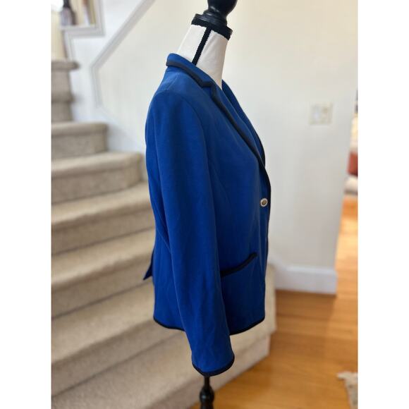 Talbots Cobalt Blue & Navy Aberdeen Cotton Two Button Blazer - Picture 2 of 7